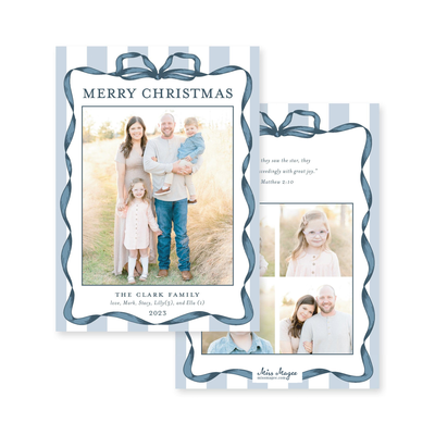 Classic Ribbon Stripes Vertical Christmas Card