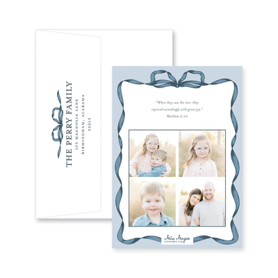 Classic Ribbon Vertical Christmas Card