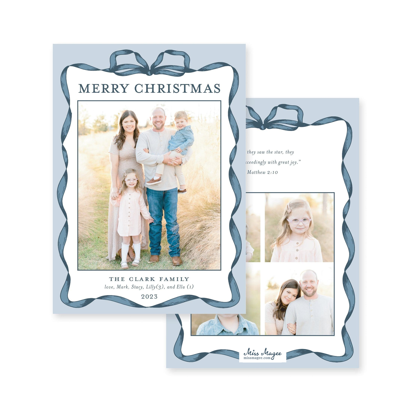 Classic Ribbon Vertical Christmas Card