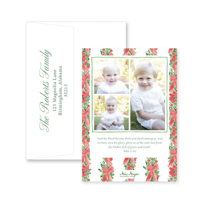 Corner Garland Vertical Christmas Card