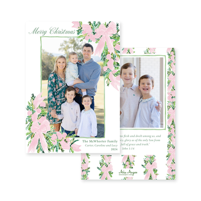 Corner Garland Vertical Christmas Card