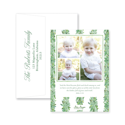 Corner Garland Vertical Christmas Card