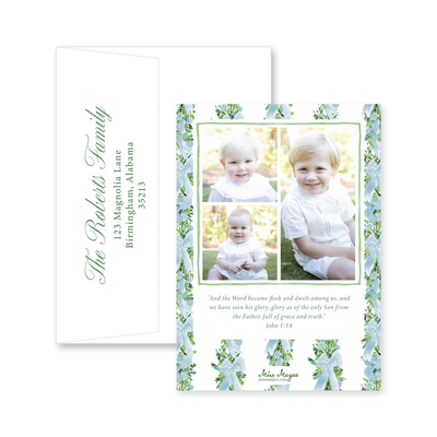 Corner Garland Vertical Christmas Card