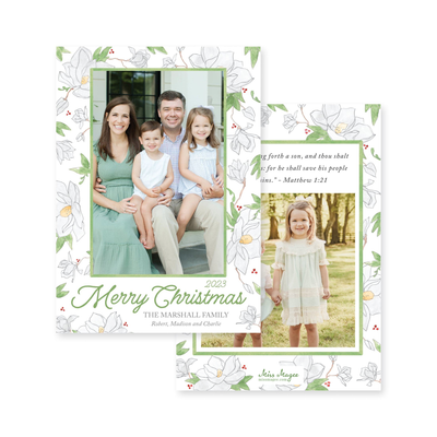 Poinsettia Floral Vertical Christmas Card