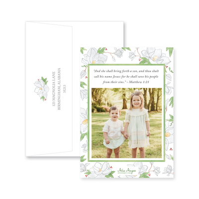 Poinsettia Floral Vertical Christmas Card