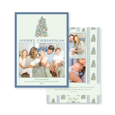 Adorned Tree Bordered Vertical Christmas Card