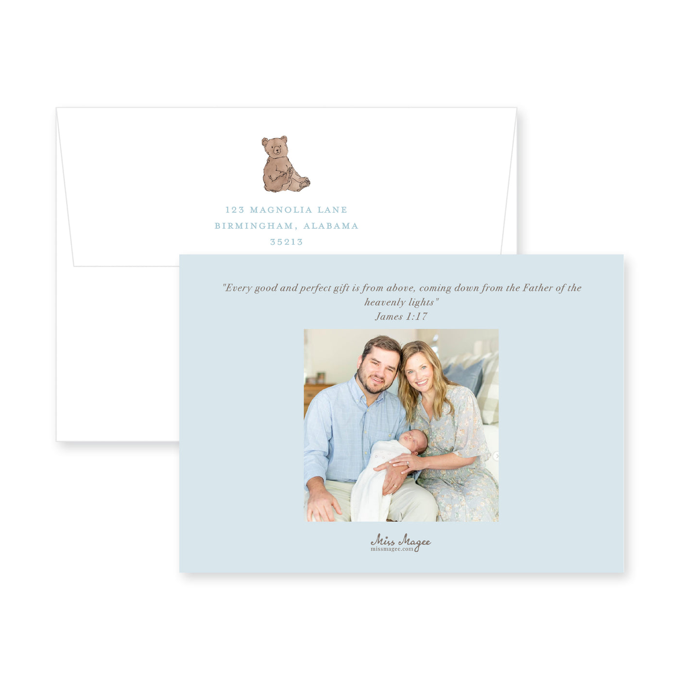 Teddy Bear Horizontal Birth Announcement