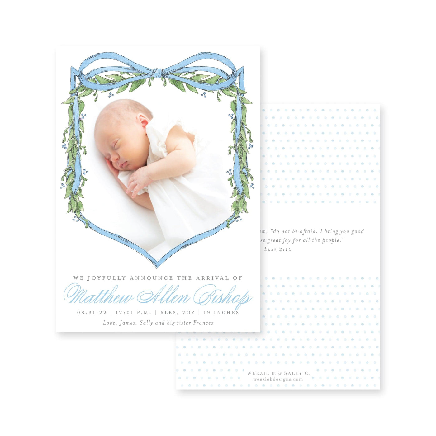 Big Bow Crest Birth Announcement