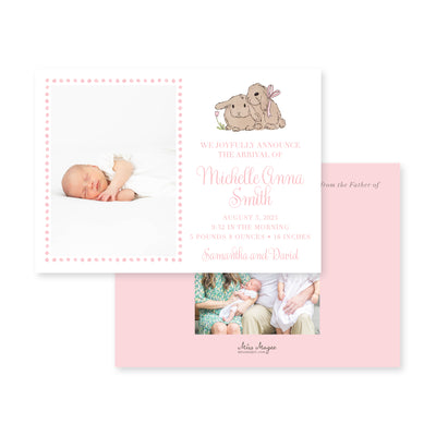 Baby Bunnies Horizontal Birth Announcement