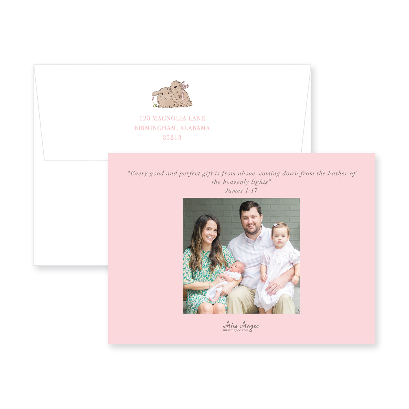 Baby Bunnies Horizontal Birth Announcement