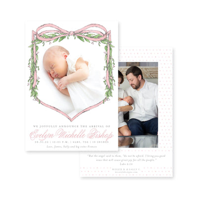 Big Bow Crest Birth Announcement