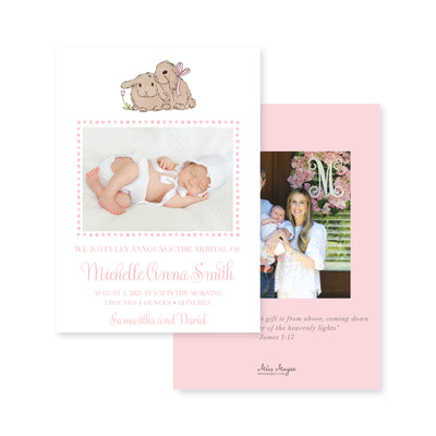 Baby Bunnies Vertical Birth Announcement