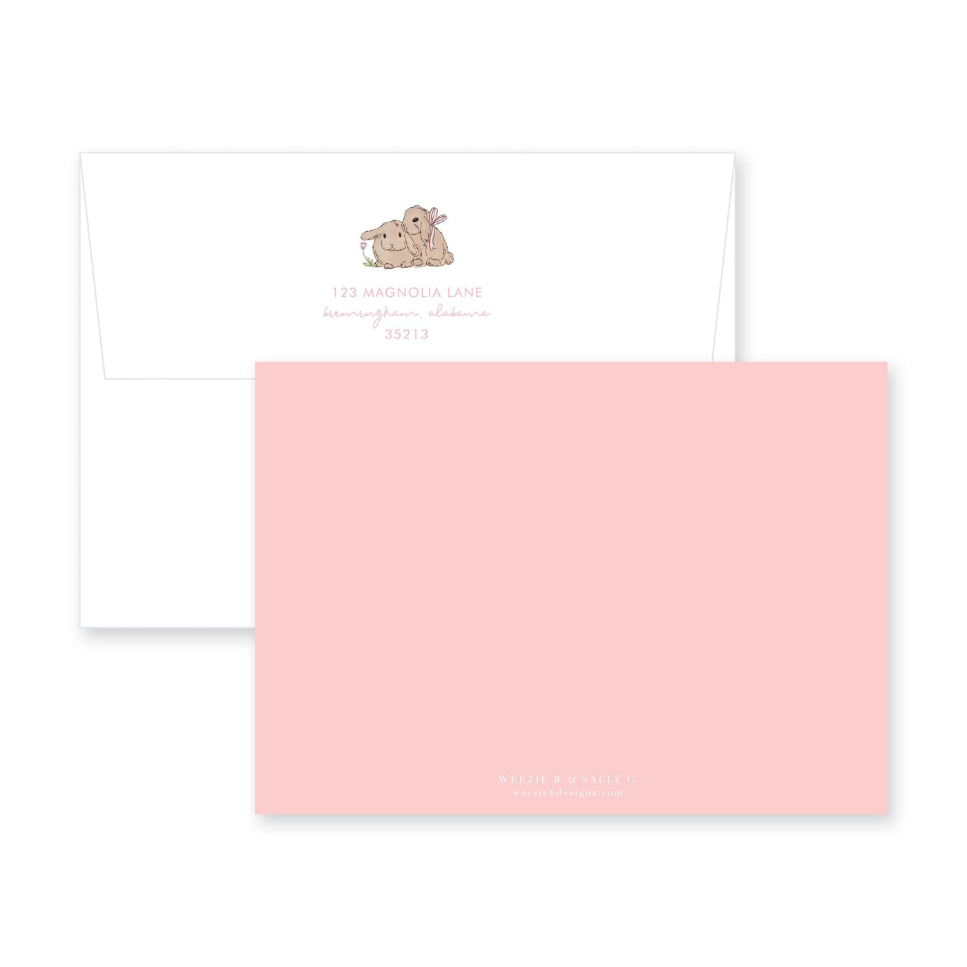 Weezie B. Designs | Baby Bunnies Birth Announcement