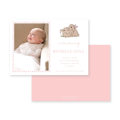 Weezie B. Designs | Baby Bunnies Birth Announcement