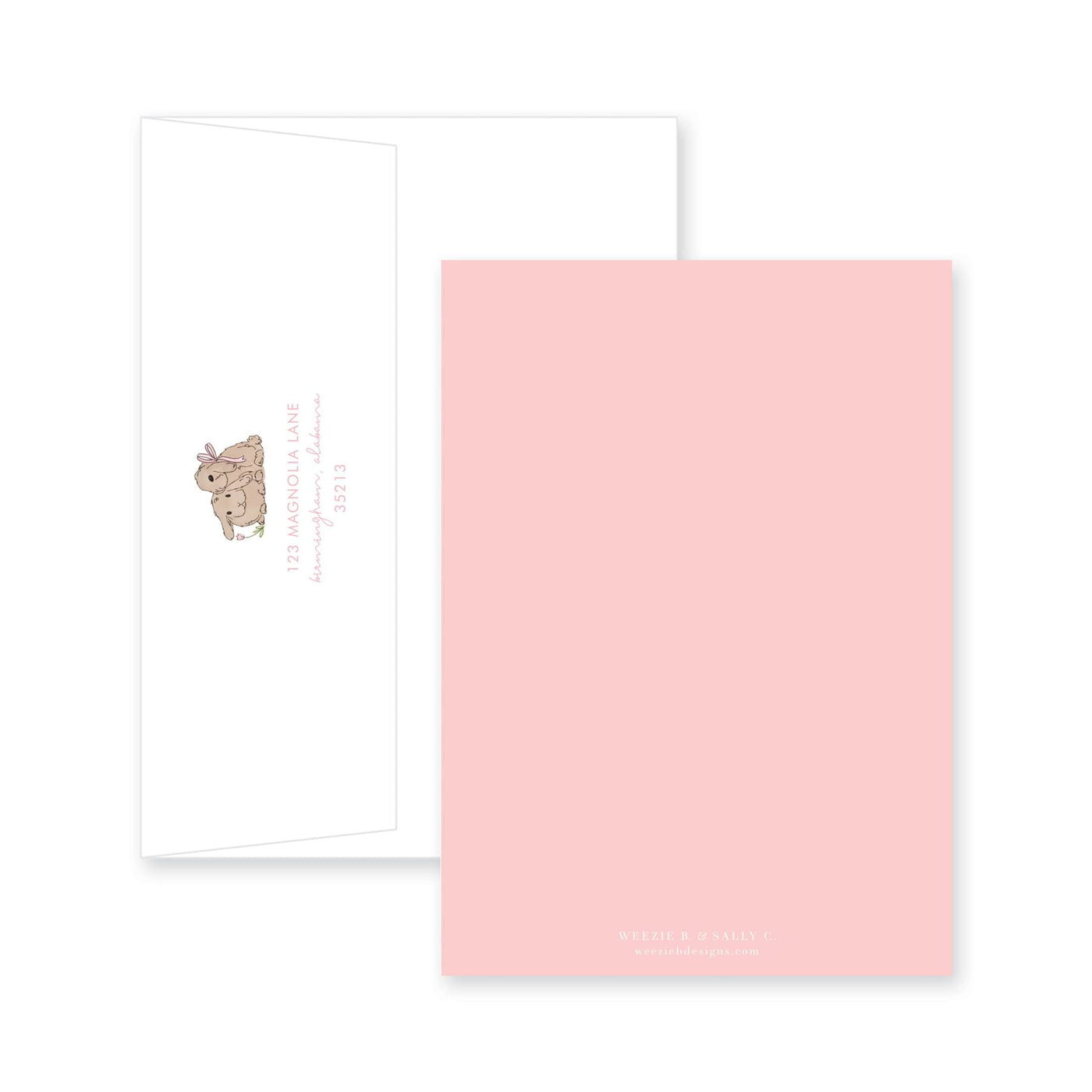 Weezie B. Designs | Baby Bunnies Birth Announcement