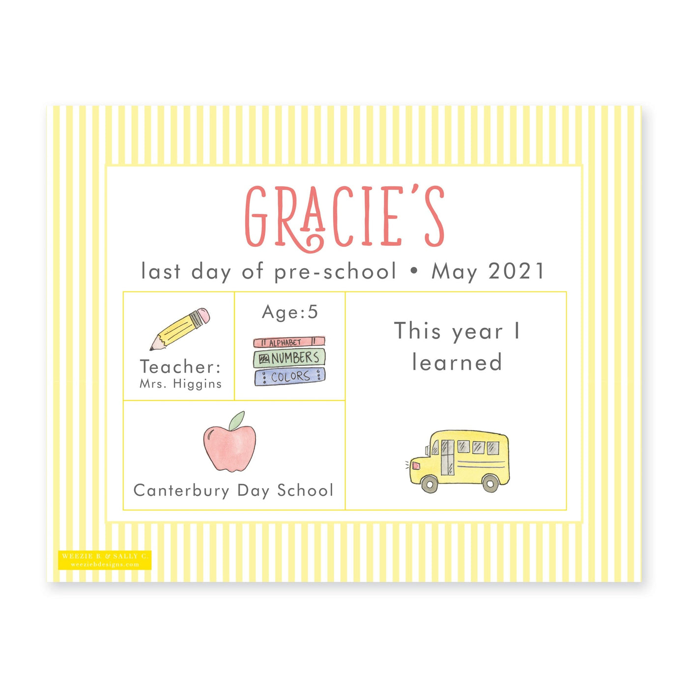 School Bus First & Last Day Sign III