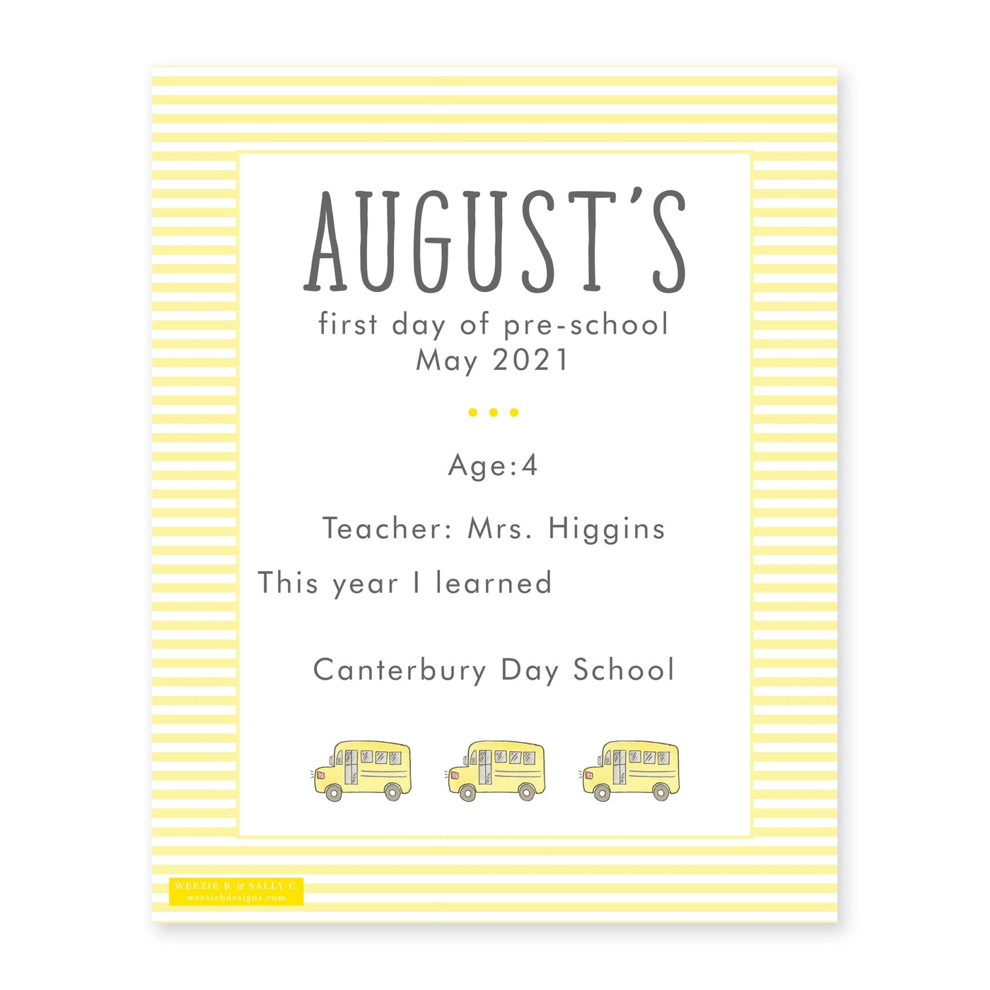 School Bus First & Last Day Sign I
