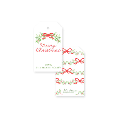 Bows, Vines and Berries Christmas Tag