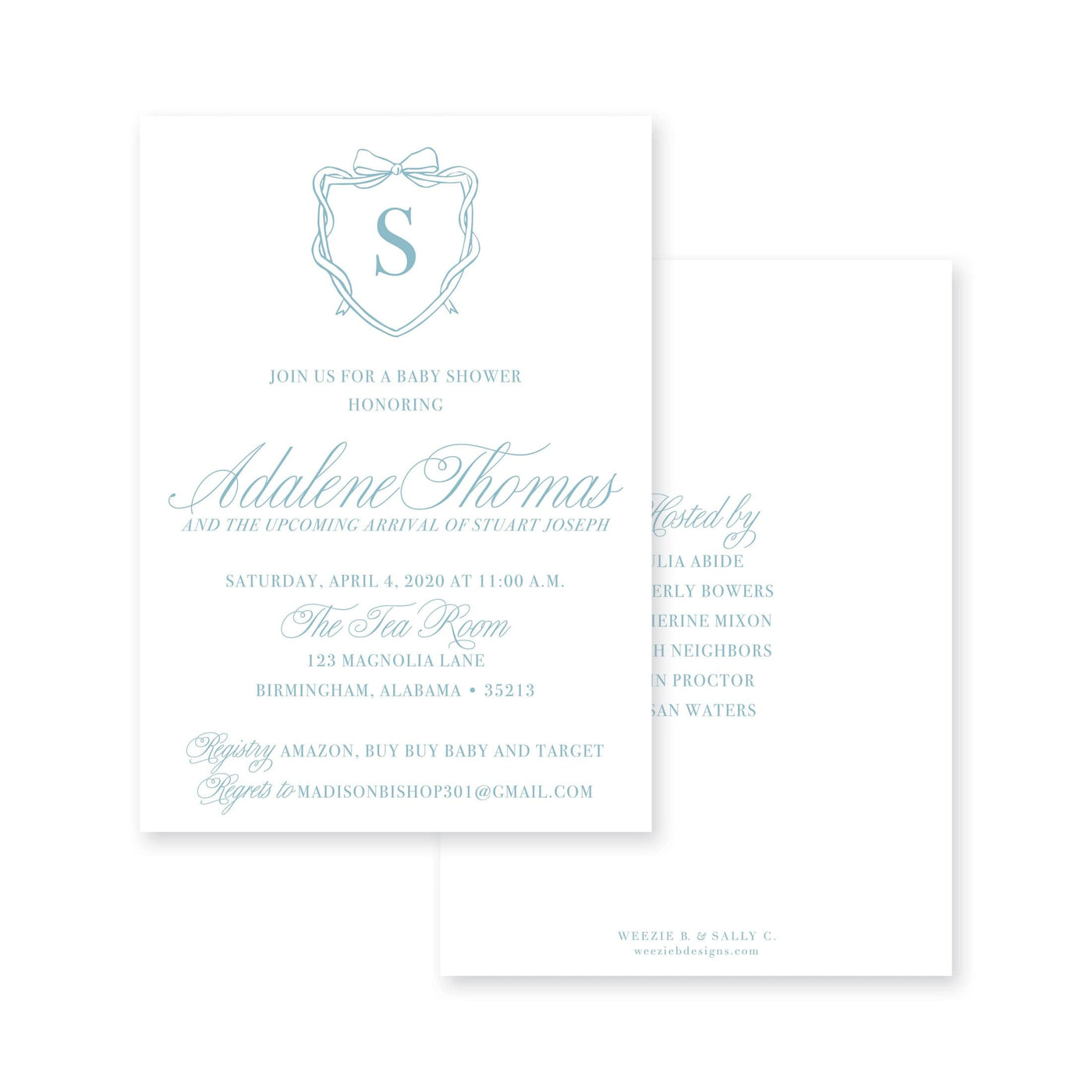 Bow Monogram Crest Baby Shower