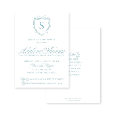 Bow Monogram Crest Baby Shower