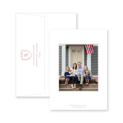 Bow Monogram Crest Birth Announcement