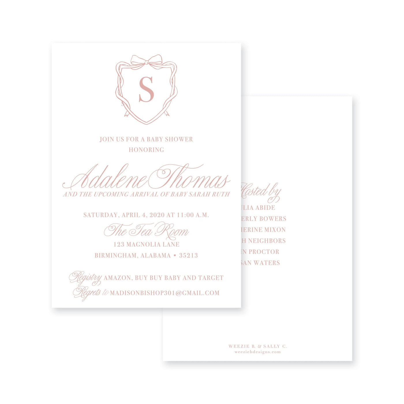 Bow Monogram Crest Baby Shower