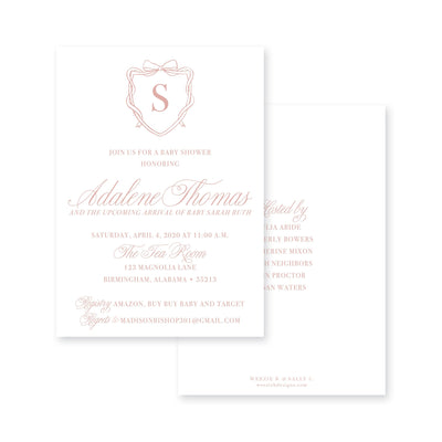 Bow Monogram Crest Baby Shower