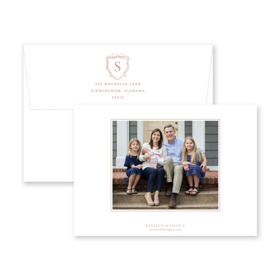 Bow Monogram Crest Birth Announcement