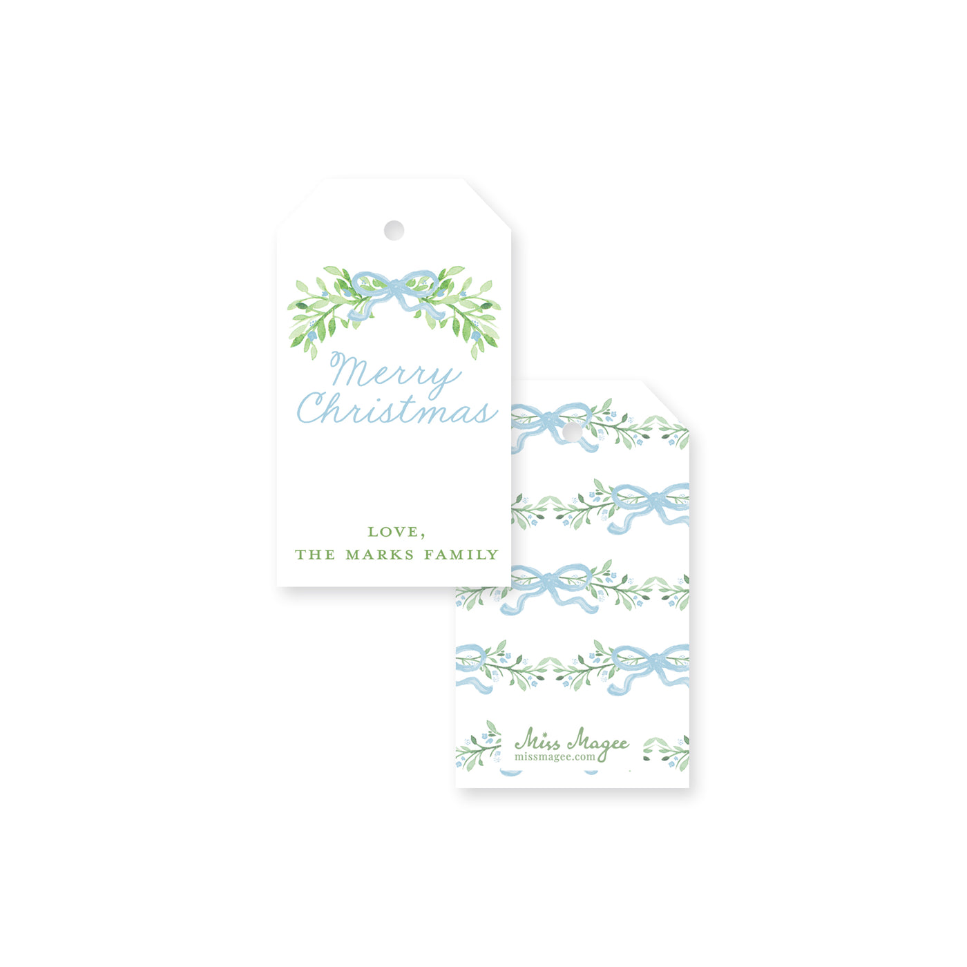 Bows, Vines and Berries Christmas Tag