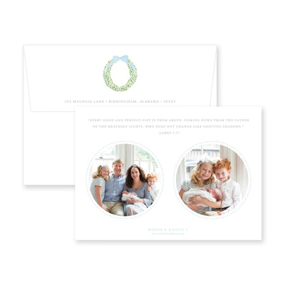 Boxwood Wreath Birth Announcement