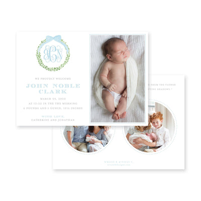Boxwood Wreath Birth Announcement