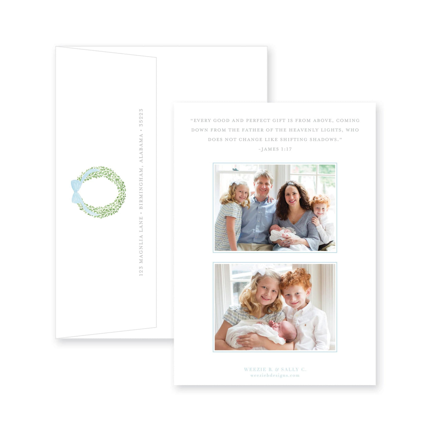 Boxwood Wreath Birth Announcement