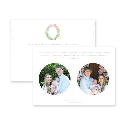 Boxwood Wreath Birth Announcement