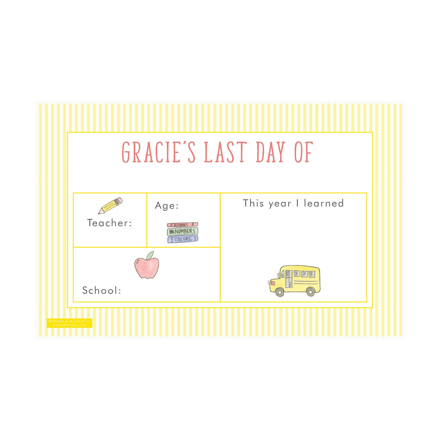 School Bus First & Last Day Laminated Sign