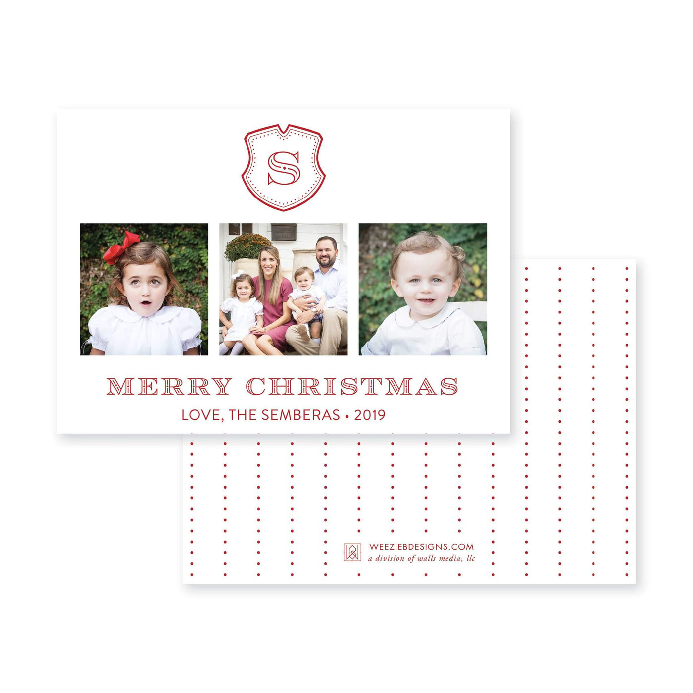 Crest with Monogram Horizontal Christmas Card