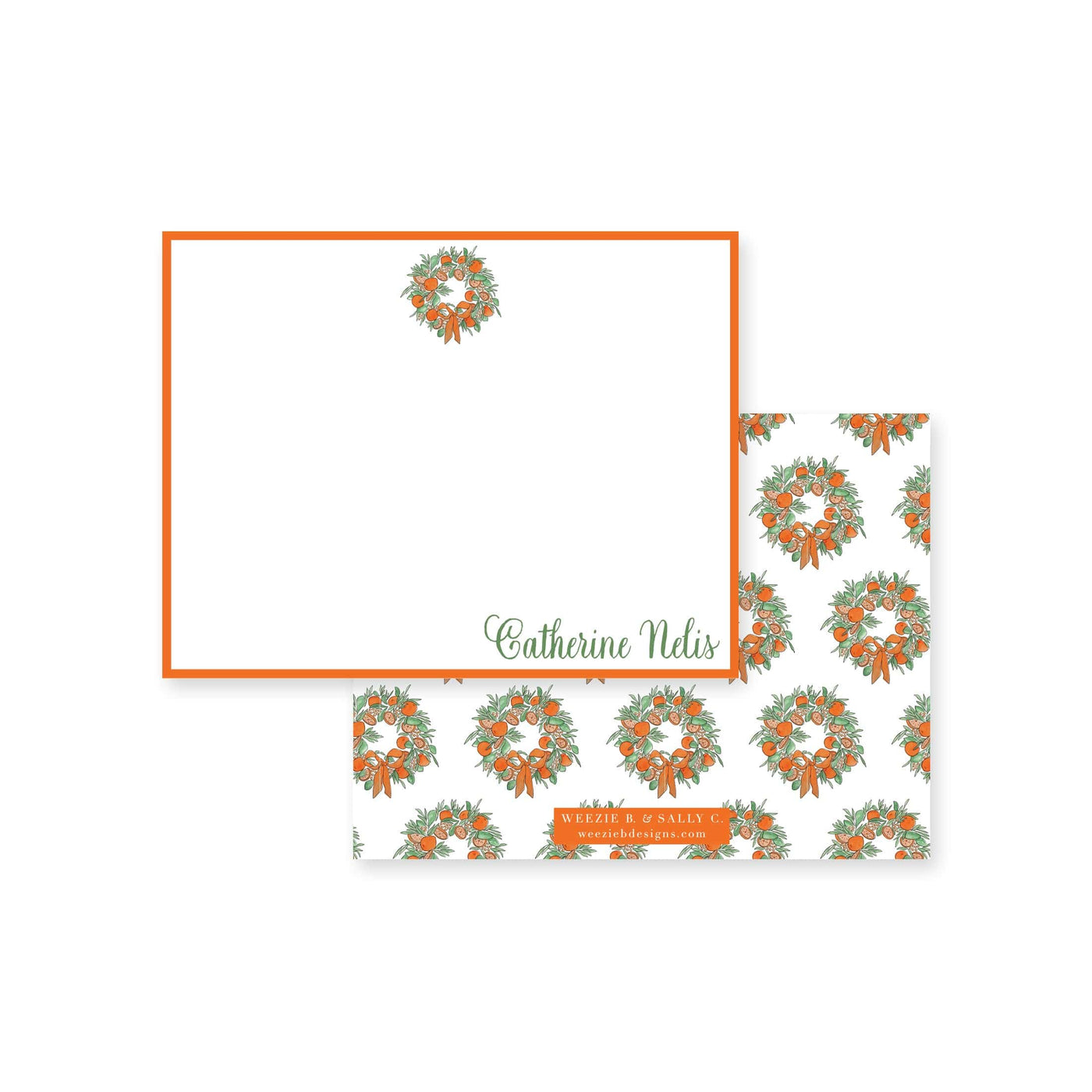 Citrus Wreath With Ribbon Flat Note Card