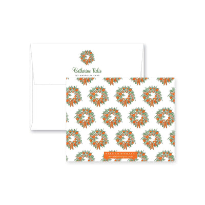 Citrus Wreath With Ribbon Flat Note Card