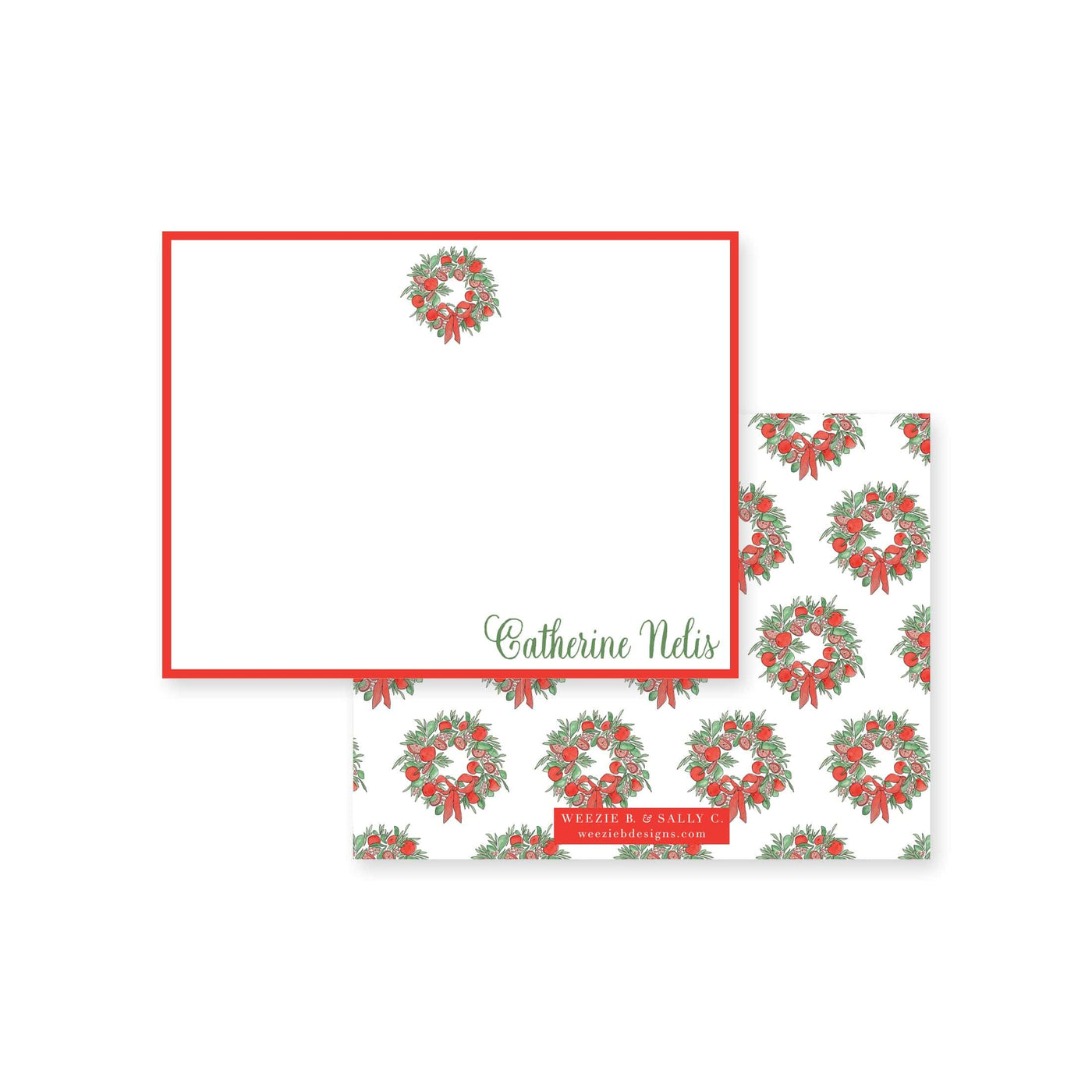 Citrus Wreath With Ribbon Flat Note Card