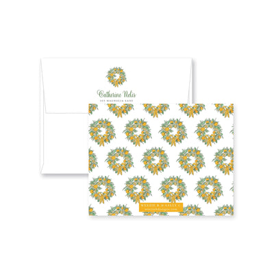Citrus Wreath With Ribbon Flat Note Card