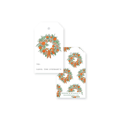 Citrus Wreath With Ribbon Christmas Gift Tag