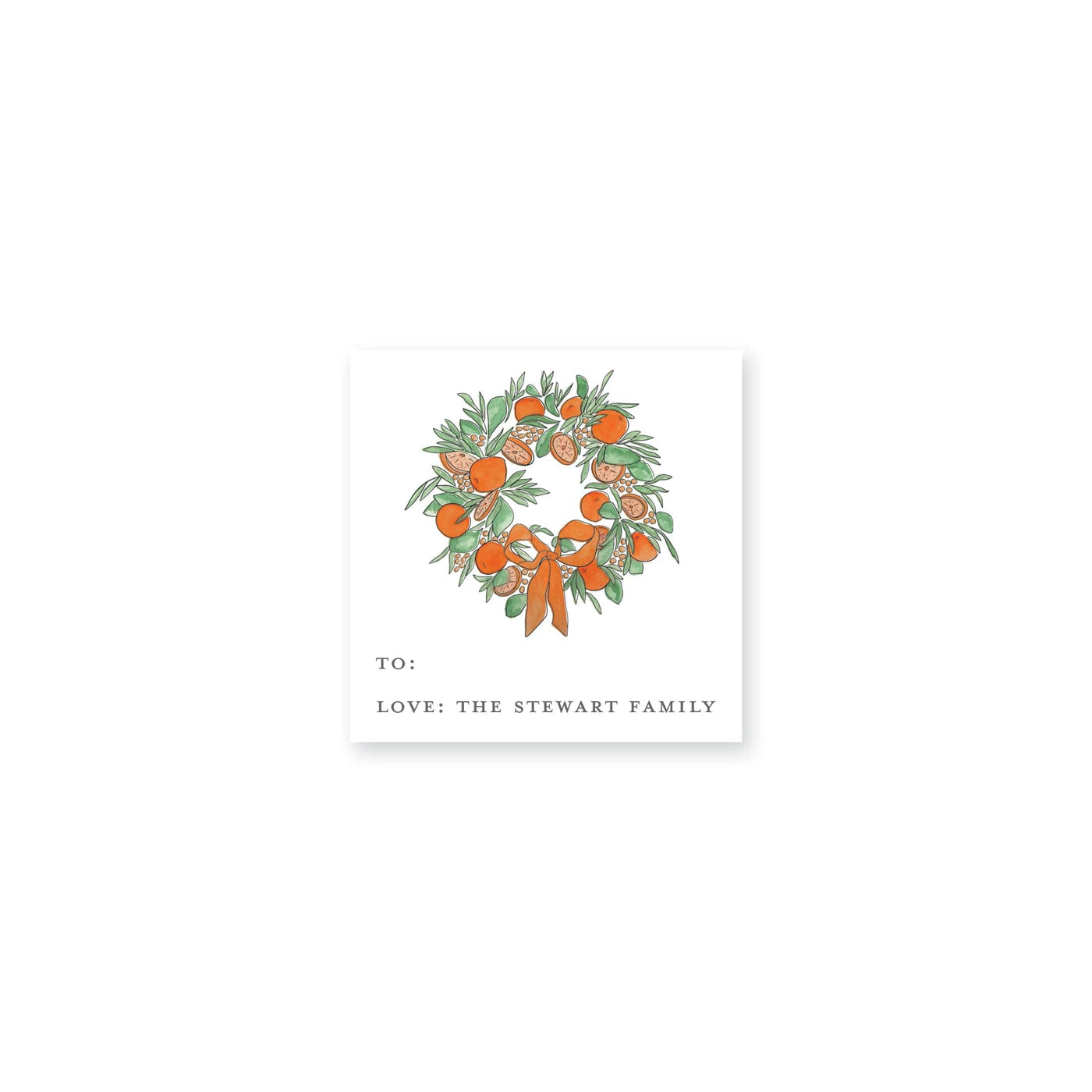 Citrus Wreath With Ribbon Christmas Gift Stickers