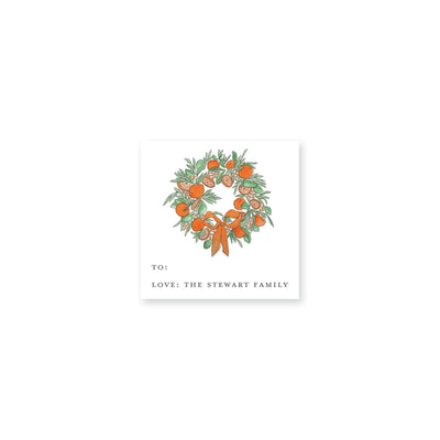 Citrus Wreath With Ribbon Christmas Gift Stickers