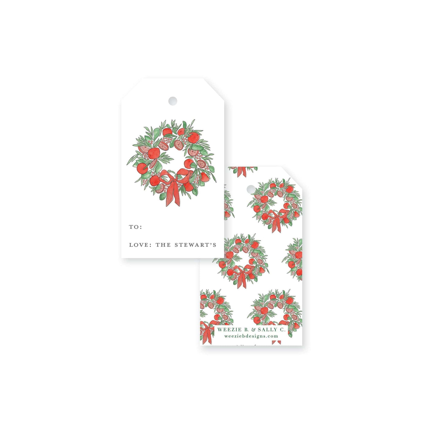 Citrus Wreath With Ribbon Christmas Gift Tag