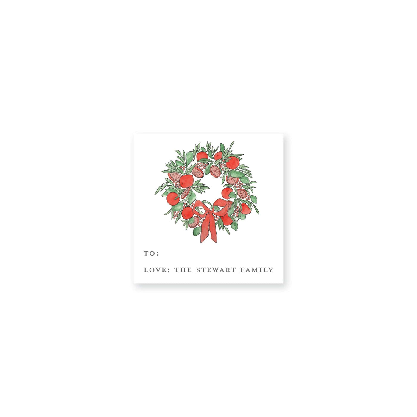 Citrus Wreath With Ribbon Christmas Gift Stickers