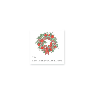 Citrus Wreath With Ribbon Christmas Gift Stickers