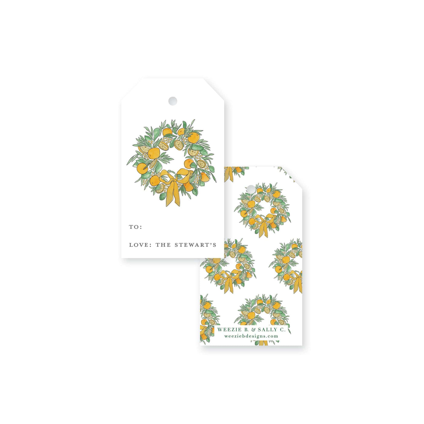 Citrus Wreath With Ribbon Christmas Gift Tag