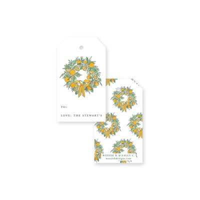 Citrus Wreath With Ribbon Christmas Gift Tag