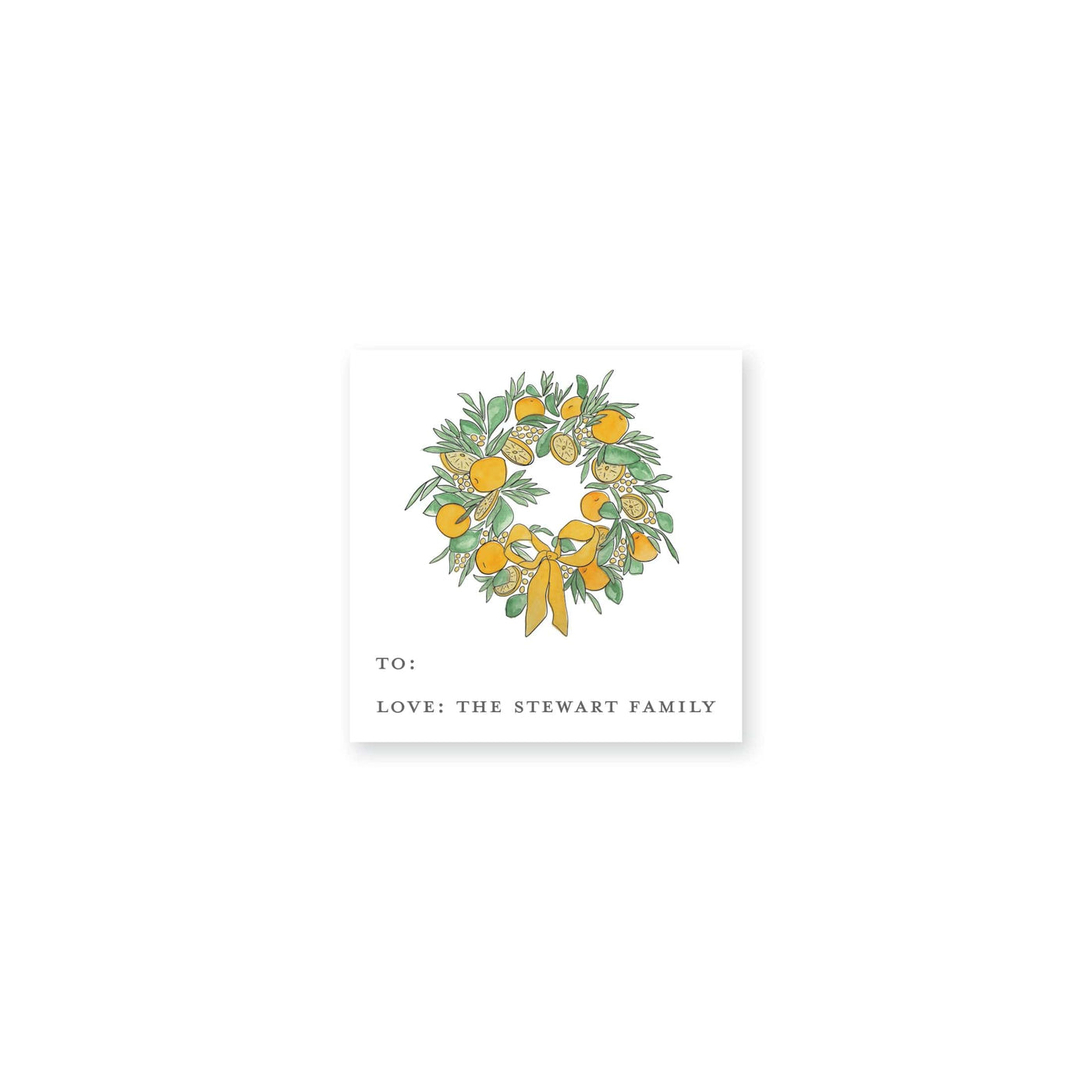 Citrus Wreath With Ribbon Christmas Gift Stickers