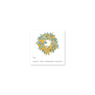 Citrus Wreath With Ribbon Christmas Gift Stickers