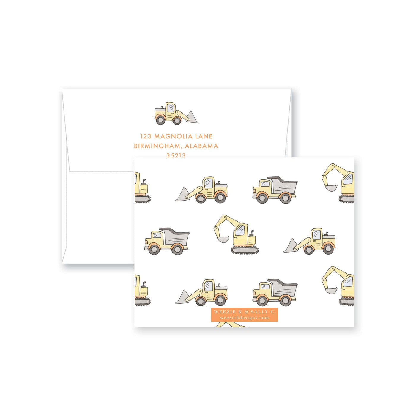 Weezie B. Designs |  Construction Flat Notecard